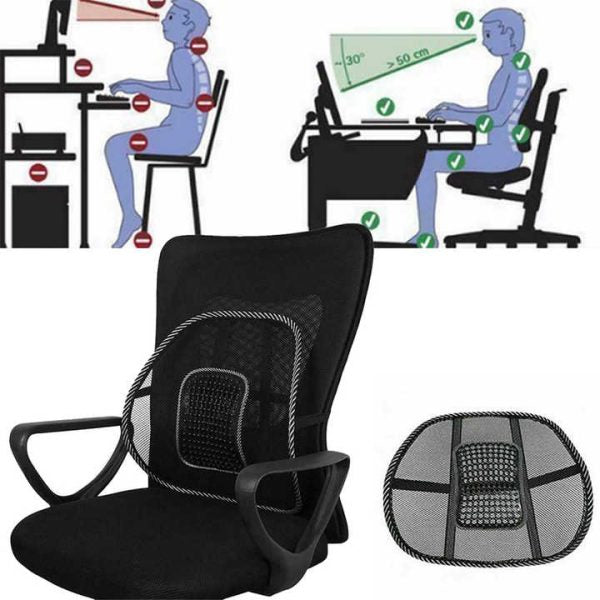 1 Piece Lumbar Back Support, Mesh Cushion Backrest For Office Home Car Seat Portable Breathable Work Chair Rest Massage Beads For Lower Body Pain Relief