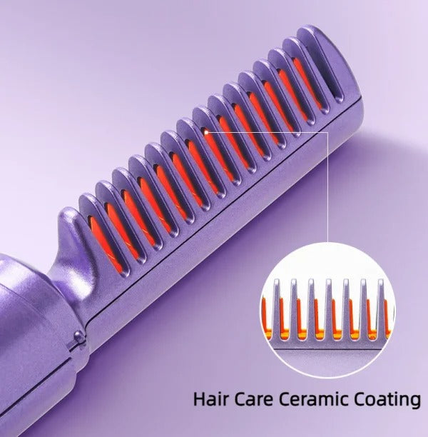 2-in-1 Hair Styling Brush, Straightener, Curler Comb Random Color