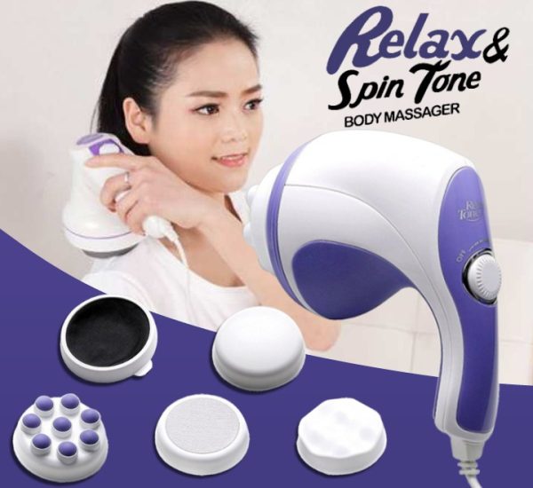 4 In 1 Relax & Spin Tone Vibration Electric Massager / Electronic Relax And Spin Body Massager With Different Heads