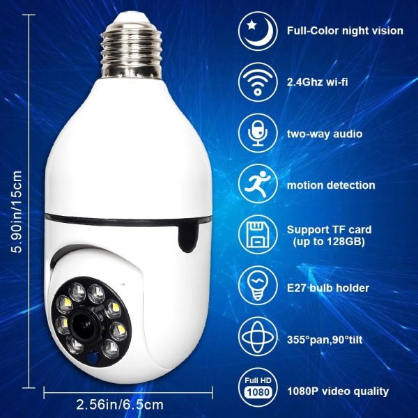 Cctv – 1080p Full Hd Cctv Camera -cctv Camera Wifi – Wifi Smart Camera – Wifi Camera -home Security Camera – Smart Camera Wifi – Cctv Wifi – Wifi Camera Bulb Socket – Security Camera For Home Wifi – Camera Cctv – Security Camera – Security Camera