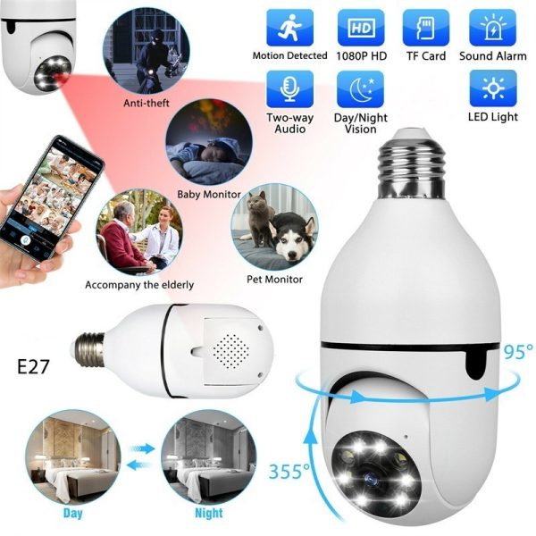 Cctv – 1080p Full Hd Cctv Camera -cctv Camera Wifi – Wifi Smart Camera – Wifi Camera -home Security Camera – Smart Camera Wifi – Cctv Wifi – Wifi Camera Bulb Socket – Security Camera For Home Wifi – Camera Cctv – Security Camera – Security Camera