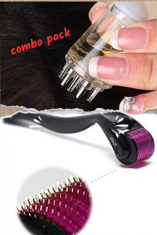 Combo Pack Scalp Root Hair Oil Applicator | Derma Roller (0.5mm) (random Color)