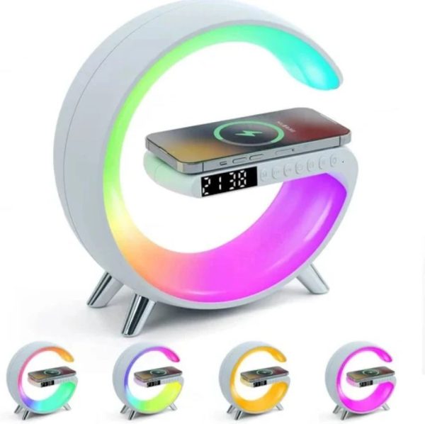 G11 G Shape Bluetooth Speaker Multifunctional Lamp Digital Alarm Wireless Charging Memory Card Supported