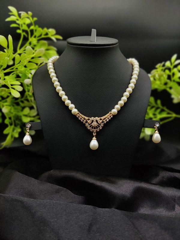 Imported Regal Pearl Embrace Necklace Set With Elegant Drop Design ✨ | Best Quality Necklace For Girls & Women | Artificial Jewellery ₨951