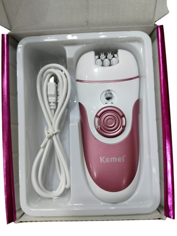 Kemei Km-1307a Epilator For Long-lasting Hair Removal With Pedicure Shaver, Trimmer Head, And Bikini Area & Pubic Hair Removal | Best Quality Hair Removal Machine | Kemei Lady Grooming Kit ( Random Color )