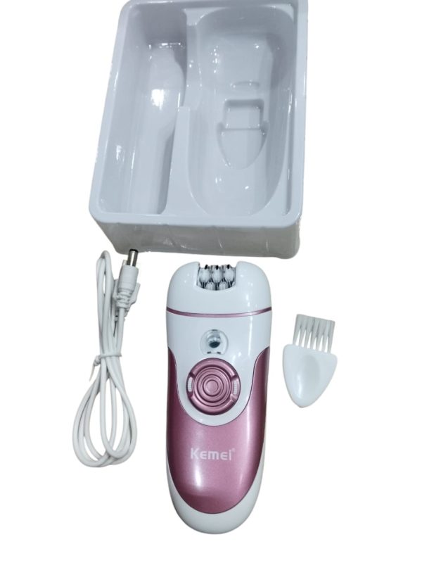 Kemei Km-1307a Epilator For Long-lasting Hair Removal With Pedicure Shaver, Trimmer Head, And Bikini Area & Pubic Hair Removal | Best Quality Hair Removal Machine | Kemei Lady Grooming Kit ( Random Color )