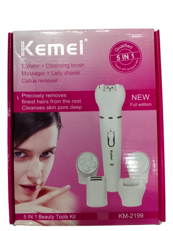 Kemei Km-2199 Electric Ladies Hair Removal Trimmer 5 In 1 Epilator With Callus Remover ( Random Color )