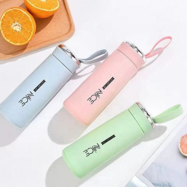 Nice Glass Bottle Water Mini Flask Bottle With Vaccum Flask And Loop Temperature Resistant, 400ml