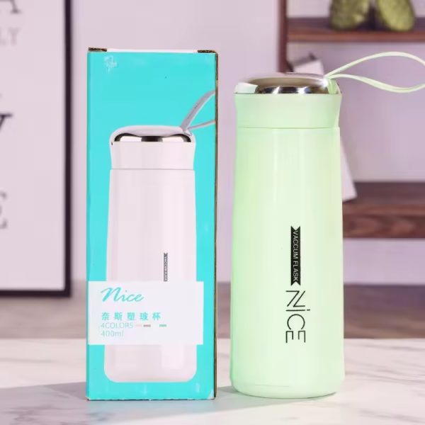 Nice Glass Bottle Water Mini Flask Bottle With Vaccum Flask And Loop Temperature Resistant, 400ml