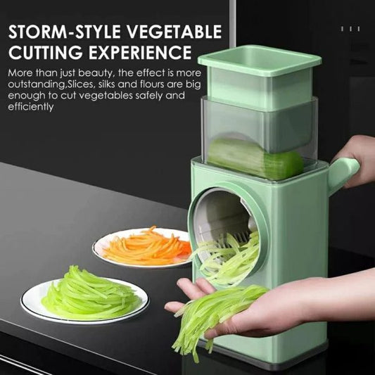 (nw000389) Multifunctional Manual Rotary Vegetable Cutter | Cheese Grater With Handle Durable Mandolin Slicer With Suction Base