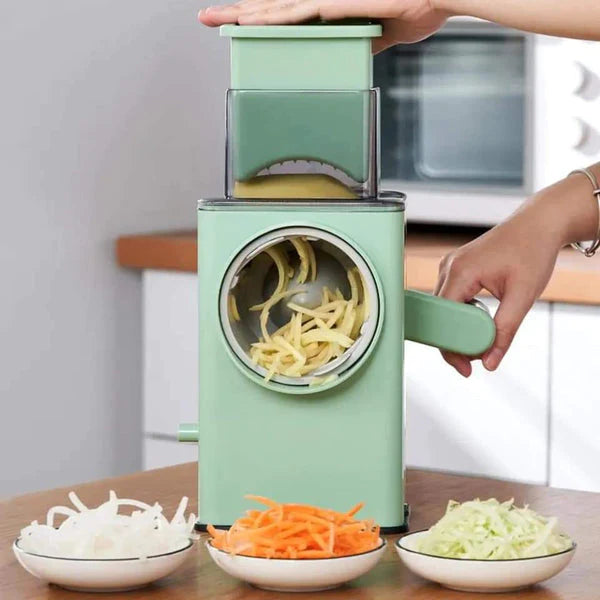 (nw000389) Multifunctional Manual Rotary Vegetable Cutter | Cheese Grater With Handle Durable Mandolin Slicer With Suction Base