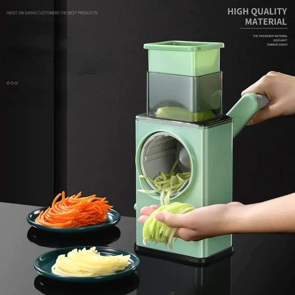 (nw000389) Multifunctional Manual Rotary Vegetable Cutter | Cheese Grater With Handle Durable Mandolin Slicer With Suction Base