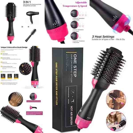 One Step 3 In 1 Hair Dryer And Volumizer | Hot Air Brush – Comb For Drying, Straightening, And Curling ( Random Color )