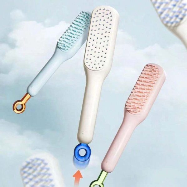 Pack Of 03 – Self Cleaning Hair Comb ( Random Color ) | Best Quality Comb