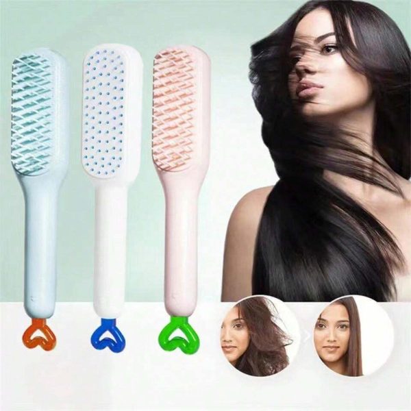 Pack Of 03 – Self Cleaning Hair Comb ( Random Color ) | Best Quality Comb