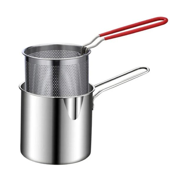 Stainless Steel Deep Fryer Frying Pot With Strainer 12ml Capacity | Basket Deep Fryer Pot For Baking Frying Boiling Home Kitchen