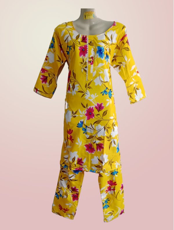 Women’s Floral Printed Two-piece Stitched Suit – Kurta And Pajama Set | Comfortable & Stylish Casual Wear