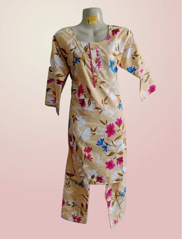 Women’s Floral Printed Two-piece Stitched Suit – Kurta And Pajama Set | Comfortable & Stylish Casual Wear